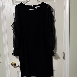 Chicos Elegant Black Dress with Sheer Sleeves size 2.5 (14)